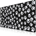 Keyboard Mousepad Black White, Big Mouse Pad Office Desk Pad Non-Slip Rubber Base Waterproof with Stitched Edges, 35.4" X 15.7" for Work/Game/Office/Home Dog Paw. Cat Footprint Dog Paw