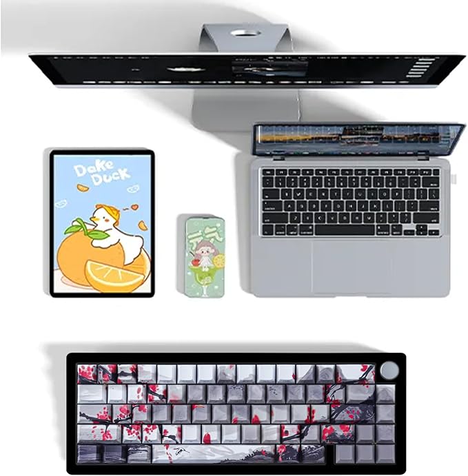 Tsungup PBT Keycaps - Side Print Keycap Set,135 Keys Double Shot Shine Through Landscape Painting Custom Keycaps,Cherry Profile Keyboard Key caps for Cherry MX Switches Mechanical Keyboards