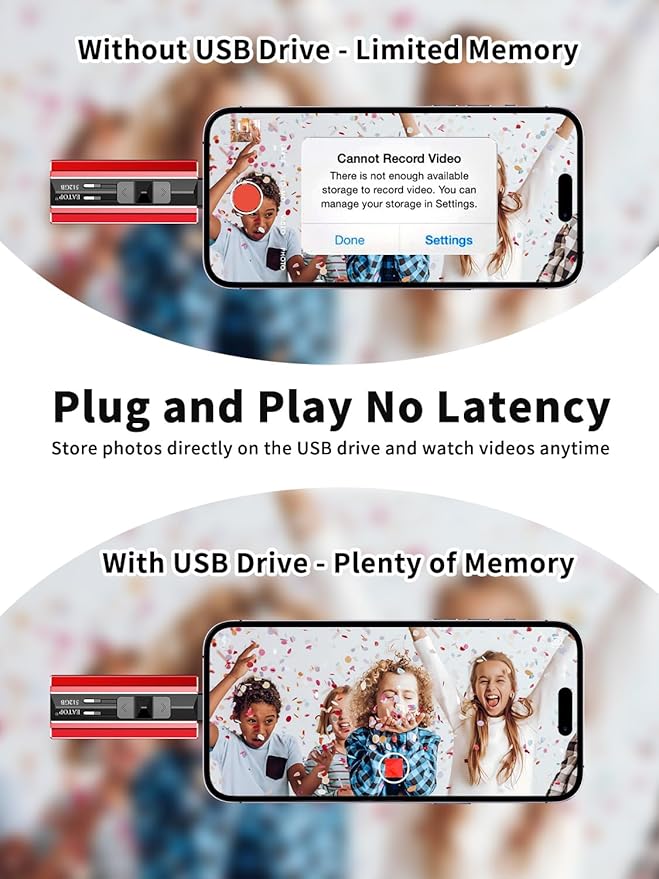 EATOP 512GB Flash Drive Intended for Phone Tablet Androidphone and Computers, 4 in 1 Photo Stick for Phone Memory Storage Easily Backup Photos Videos, Plug and Play, No App Required (Red)