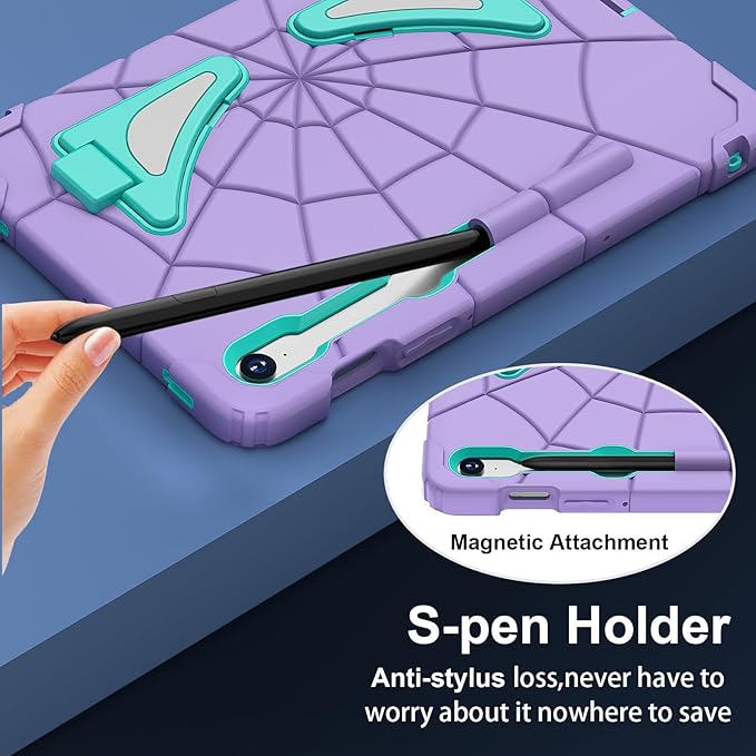 AKABEILA Compatible with Samsung Galaxy Tab S10 FE 2025/Tab S10 Lite 2025 Tablet Case，Lightweight Shockproof Rugged Protective Cover with Kickstand for Kids Children Boys Babies Purple Mint Green
