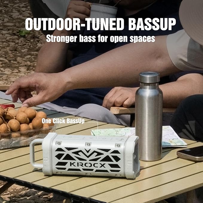 TRAVOR Magnetic Bluetooth Speaker, 45W Rugged All-Aluminum Build Portable Outdoor Speaker, Deep Bass, IP68 Waterproof, TWS Wireless Speaker for Golf Cart, Camping, Beach (Cloud Dancer Metallic)