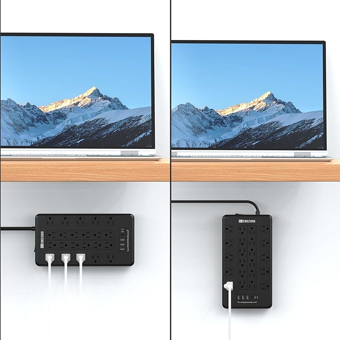 HITRENDS Power Strip with USB C, Surge Protector Power Strip with 22 Outlet & 3 USB A Ports & 2 USB C Port, 1875W/15A Multiplug with Flat Plug, 6 Ft Extension Cord for Home Office