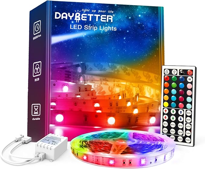 DAYBETTER Led Lights for Bedroom, 32.8ft Led Strip Lights RGB Color Changing Strip Light with Remote Control, Led Light for Room Decor, Home Decor