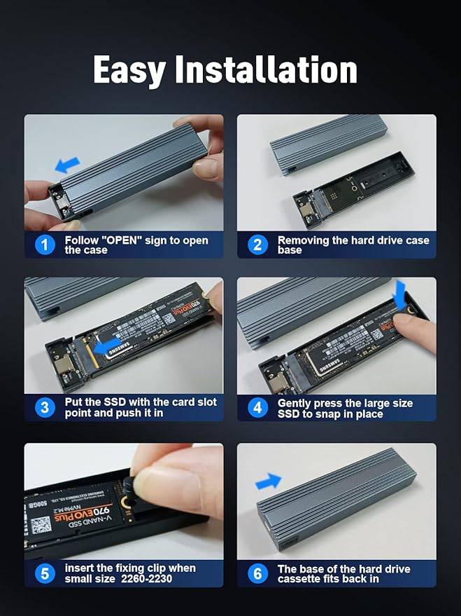 V VCOM M.2 NVMe SSD Enclosure,USB C External Adapter, USB 3.2 Gen2 (10Gbps) with UASP, Trim Support - M-Key(B+M Key) for 2230/2242/2260/2280 SSDs