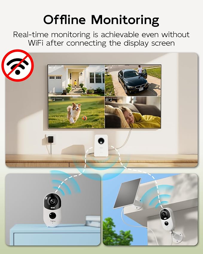 3K 4MP Security Cameras Outdoor Wireless, Solar Powered Cameras for Home Security, No Subscription, Smart Detection, Color Night Vision, 2-Way Talk, 2.4/5GHz WiFi, 32GB Local Storage