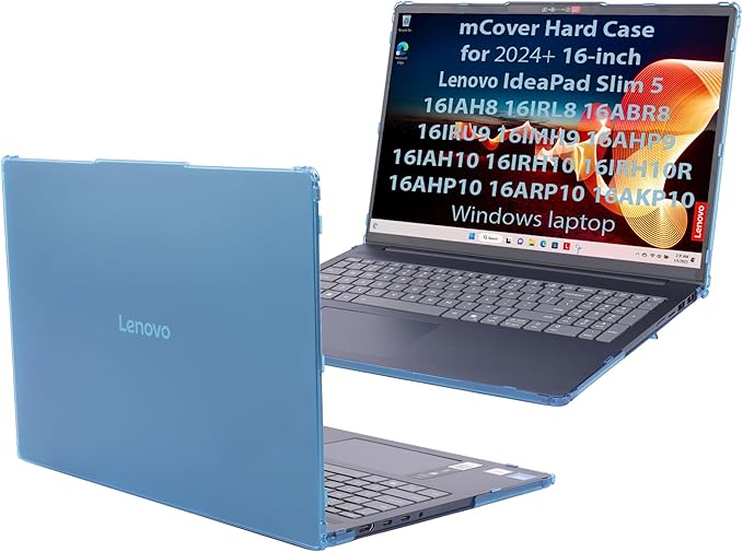 mCover Case ONLY Compatible for 2024-2026 16" Lenovo IdeaPad Slim 5 16AHP10 16ARP10 16AKP10 16IRH10 16IAH10 16IRU9 16ABR8 Series Windows Computers(NOT for Other Lenovo Models)- Aqua
