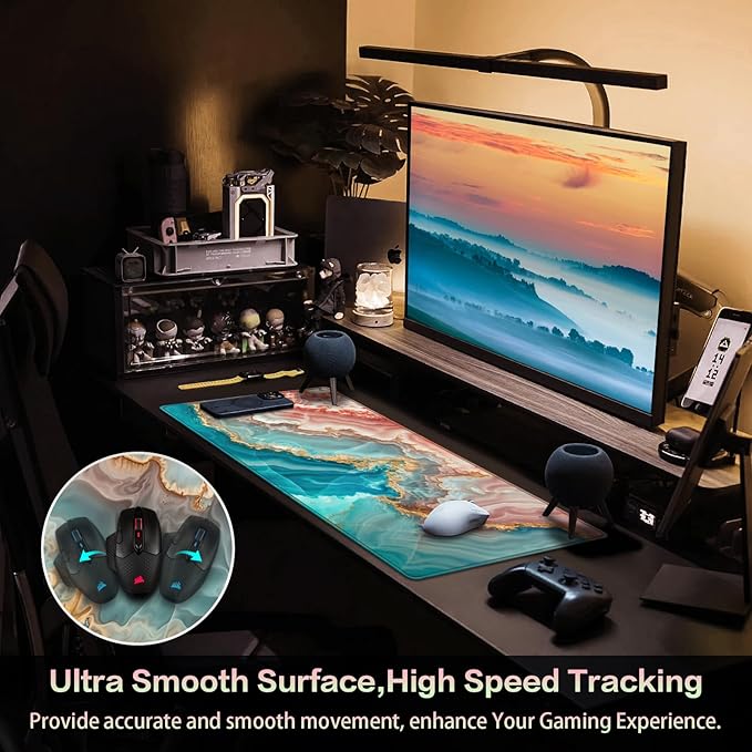 Canjoy Gaming Mouse Pad, 31.5x15.7inch Large Extended Mousepad Big Computer Desk Mat for Keyboard and Mouse Full Desk Mouse Mat with Non-Slip & Rubber Base