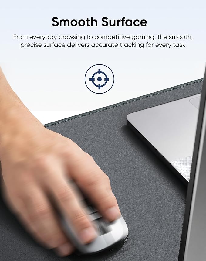 Reniteco Waterproof Large Gaming Mouse Pad with Durable Stitched Edges, Non-Slip Rubber Base, Grainy Jacquard Mouse Mat Desk Pad for Home Office Gaming, 35.4''x15.7''x0.12'', Matte Gray