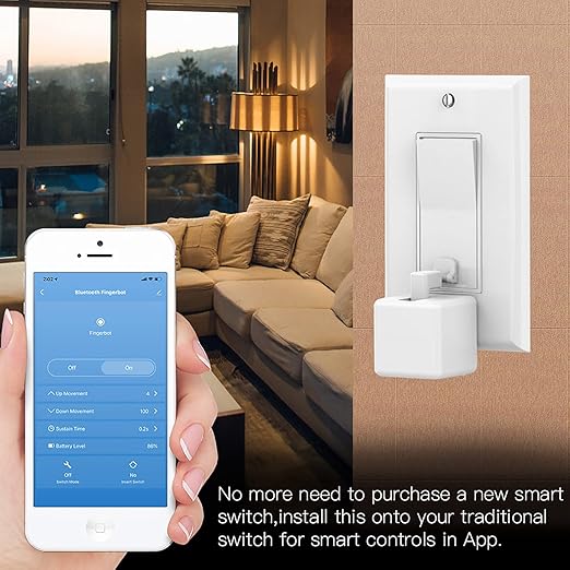 Smart Switch Button Pusher: Bluetooth Fingerbot Plus with Toolkit for Any Buttons & Switches, App Control, No Wiring Switch Bot Button, Add a Blutooth Hub Compatible with Alexa Google Home (Black)
