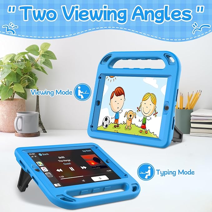 BMOUO Kids Case for iPad 6th/5th Generation (iPad 9.7-inch, 2017/2018), iPad 9.7/Air 2 Cas e with Screen Protector, Shockproof Handle Stand iPad 6th 5th Generation Case for Kids, Blue