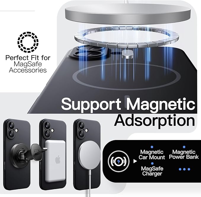JETech Magnetic Slim Case for iPhone 17 6.3-Inch, Compatible with MagSafe, Ultra-Thin Lightweight Minimalist Phone Cover with Matte Finish and Full Camera Lens Protection (Black)
