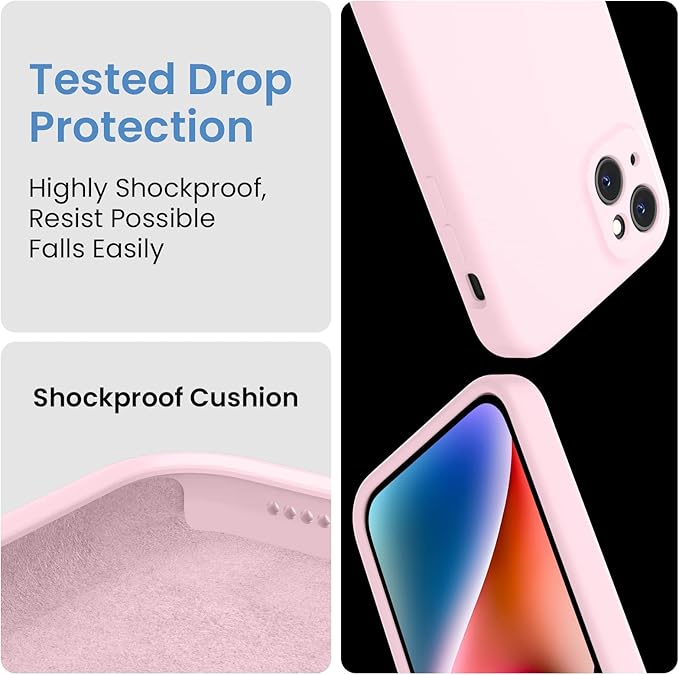 FireNova Designed for iPhone 13 Case, Silicone Upgraded [Camera Protection] Phone Case, Soft Anti-Scratch Microfiber Lining Inside, 6.1 inch, Chalk Pink