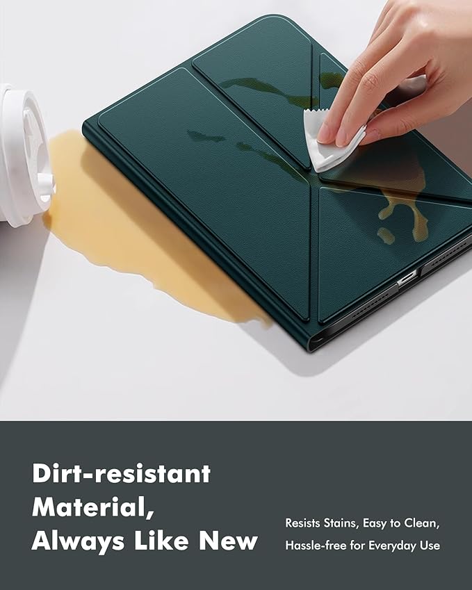 INFILAND Case for iPad Mini 7 (A17 Pro) 2024 / iPad Mini 6 2021, Magnetic Origami Slim Protective Case, Book-Style Foldable Cover with Pencil Holder, Multi-Angle Stand, Auto Wake/Sleep, Midnight Green