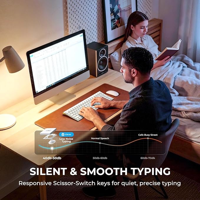 iClever BK10 SE Bluetooth Keyboard for Mac, Multi-Device Slim Wireless Keyboard with Numeric Keypad, Standard Full-Size Keys, USB-C Rechargeable, Compatible with iPad Windows iOS Android