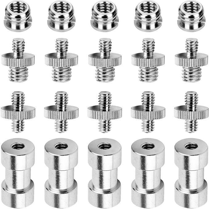 Anwenk 1/4 to 3/8 Screw Adapter Converter Threaded Screws Adapter Spigot Screw Mount Set for Camera Tripod Monopod Ballhead Flash Light Stand Shoulder Rig
