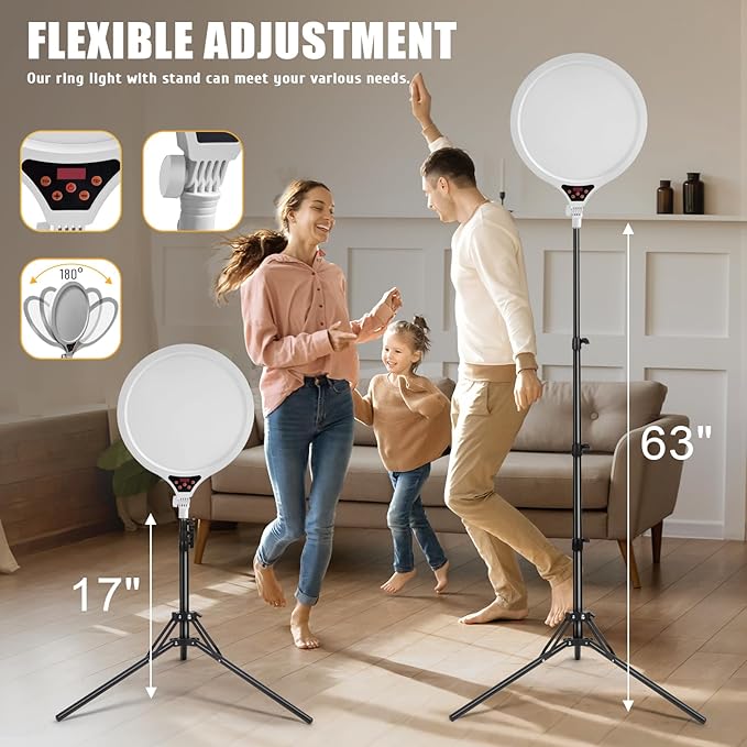 Ring Light with Stand, 14" Professional Ring Light Tripod for iPhone, Adjustable Height for Video Recording Photography Live Streaming Content Creation TikTok YouTube, White