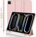 iMieet iPad Pro 13 Inch Case (M5/M4) 2025/2024 with Pencil Holder, Trifold Stand Smart Case with Soft TPU Back, Auto Wake/Sleep (Rose Pink)
