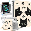 Uppuppy for iPad Pro M4/M5 Case 11 inch - 360 Degree Rotating Stand Folio Smart Cover with Pencil Holder for Women Girls, Black Cats for iPad Pro 11 inch Case 2024 M4/2025 M5