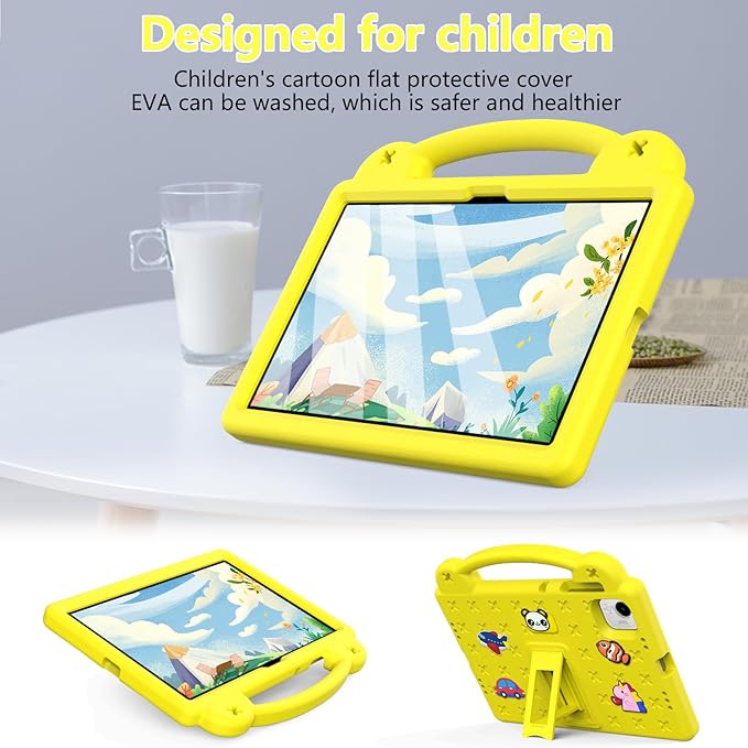 AKABEILA Compatible with Honor Pad X9a 2025 11.5 inch Tablet Case, Kids Friendly Universal Lightweight Shockproof Protective Case with Shoulder Strap & Stand Handle Yellow