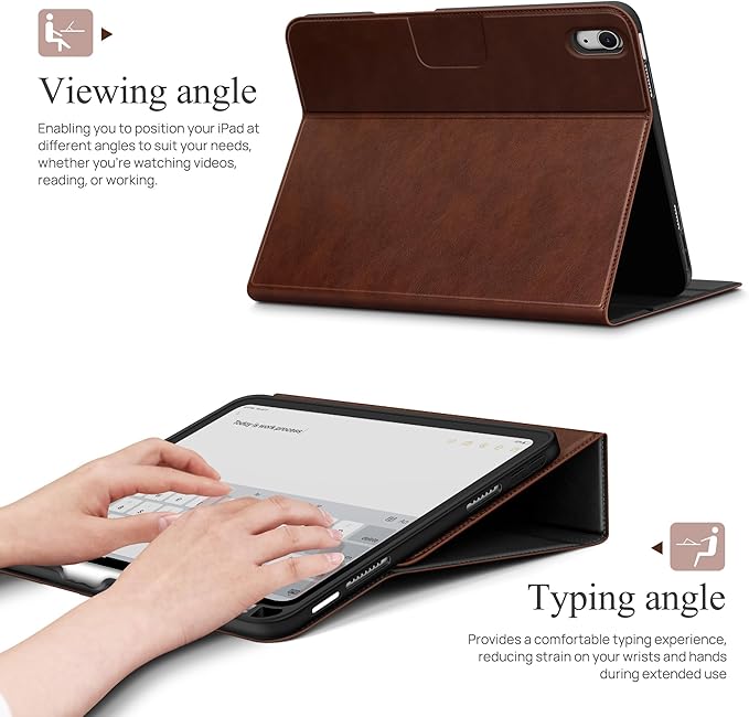 auaua Case for iPad mini 7 (A17 Pro), iPad mini 7th/6th Generation (2024/2021 8.3-inch), with Front Pocket Pencil Holder, Typing Angle Muti-Stand Magnetic Closure Auto Sleep/Wake (Brown)