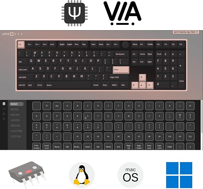 Keychron Q6 Pro Full Aluminum Wireless Bluetooth Custom Mechanical Keyboard, Full-Size QMK/VIA Programmable Knob KSA Double-Shot PBT Keycap Hot-Swappable Banana Switch, Mac Windows Linux - Grey