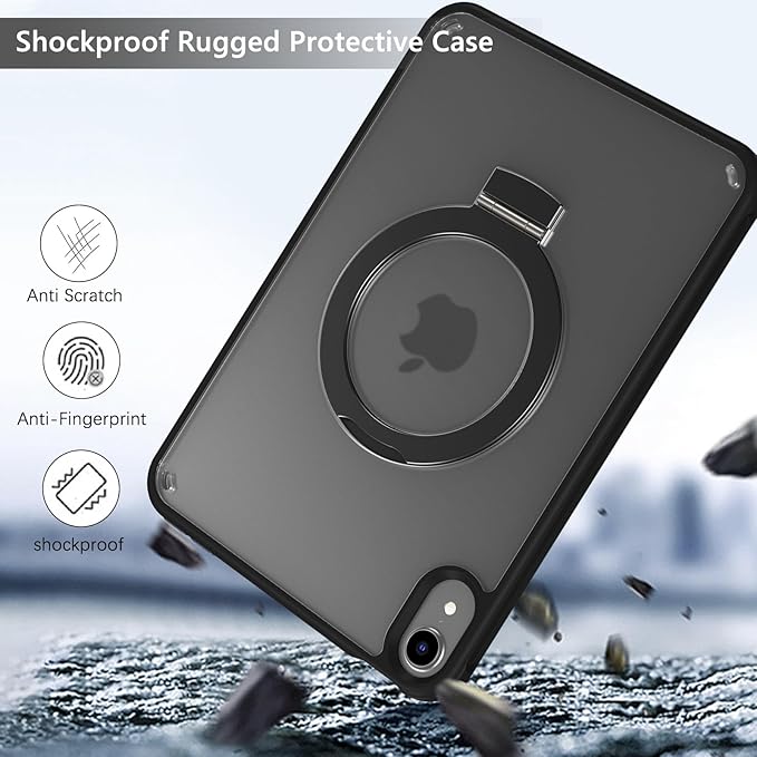 GUAGUA for iPad Mini 7 Case 2024 (A17 Pro), iPad Mini 7th/6th Generation Case with Stand(2024/2021) 8.3'' Translucent Matte Back Slim Shockproof Protective Kickstand Case for iPad Mini 7th/ 6th, Black