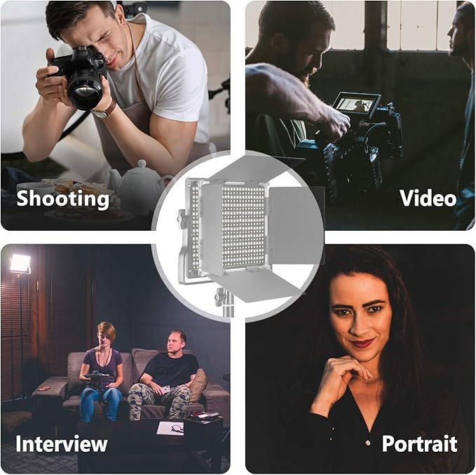 Neewer Professional Metal Bi-Color LED Video Light for Studio, YouTube, Product Photography, Video Shooting, Durable Metal Frame, Dimmable 660 Beads, with U Bracket and Barndoor, 3200-5600K, CRI 96+