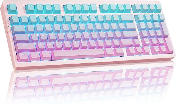 ZORNHER ZH980 Mechanical Keyboard,95% Pink & Blue Creamy Keyboard with Number Pad,Gaming Keyboard Full Size,Shine Through PBT Keycaps,Creamy Sounding Linear Switches