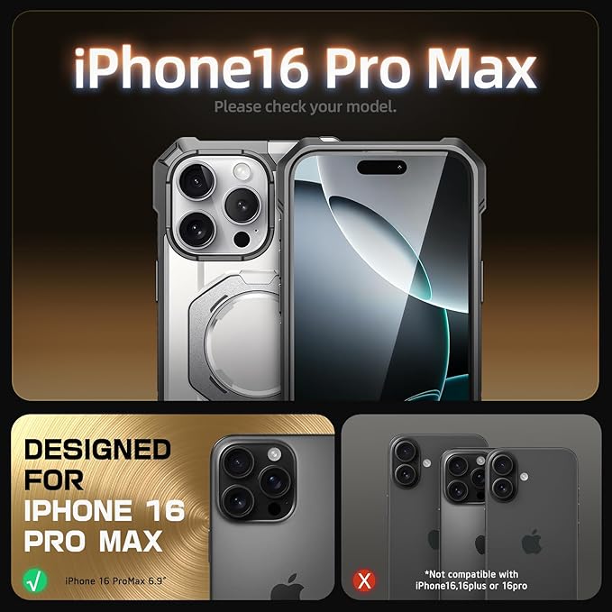 SUPCASE for iPhone 16 Pro Max Case with Camera Control Capture Button (Unicorn Beetle Grip), [Built-in Stand] [Compatible with MagSafe] Heavy Duty Magnetic Phone Case for iPhone 16 Pro Max, White