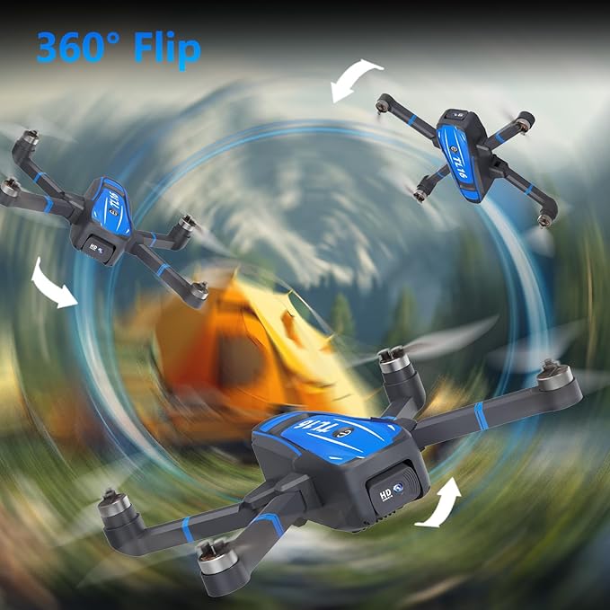 Toladrone TL16 Drones with Camera for Adults 4K, Brushless Motor Mini Drone with Camera for Beginners with Headless Mode 360° Flip Gravity Control, Foldable Quadcopter for Adults, Blue