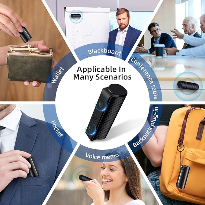 128G Magnetic AI Magnetic Voice Recorder with GPT-4.0 Powered Transcription & Translation Recording Device,Audio Recorder with App Editing & File Management,400 Free Minutes of AI Transcription/Month