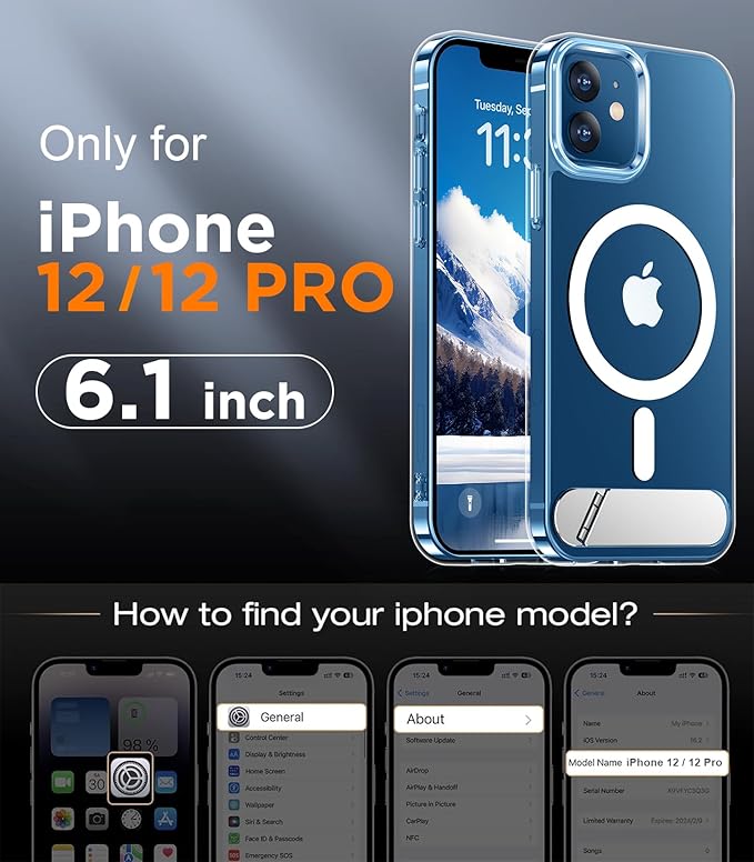 Magnetic Compatible with iPhone 12 Case & iPhone 12 Pro Case, [Built-in Invisible Kickstand][Compatible with MagSafe] [Military Grade Shockproof] Slim Thin Phone Case 6.1"