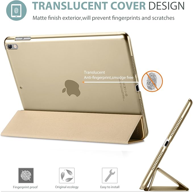 ProCase Smart Case for 10.5” iPad Air 3rd Generation 2019 / iPad Pro 2017, Slim Stand Cover with Translucent Frosted Back for iPad Air 3 -Gold