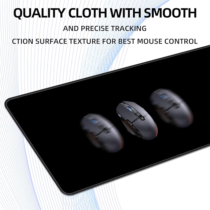 Bzu Black Extended Big Mouse Pad Large,XL Gaming Mouse Pad Desk Pad,31.5x11.8inch Long Computer Keyboard Mouse Mat Mousepad with 3mm Non-Slip Base and Stitched Edge for Home Office Work