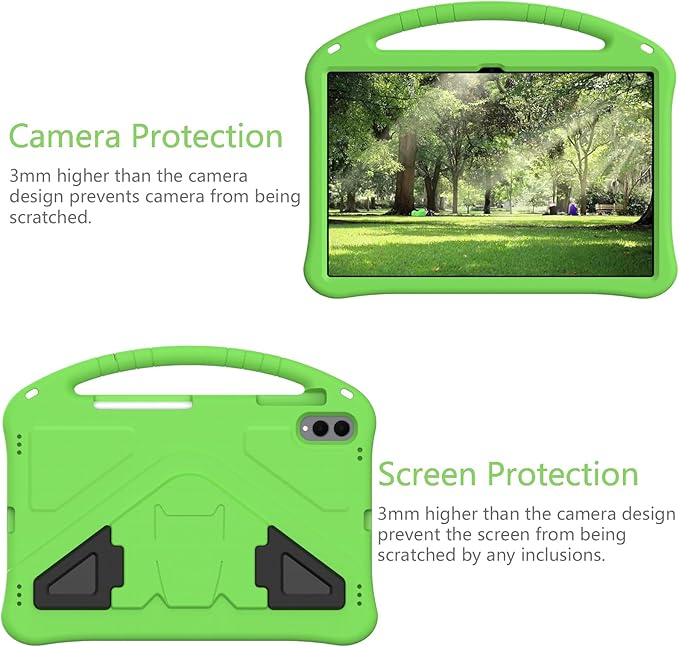 Kids Case for Samsung Galaxy Tab S11 Ultra 2025 14.6" Tablet, Techcircle Light Weight Shock Proof EVA Foam Handle Rugged Stand Protective Case, Green
