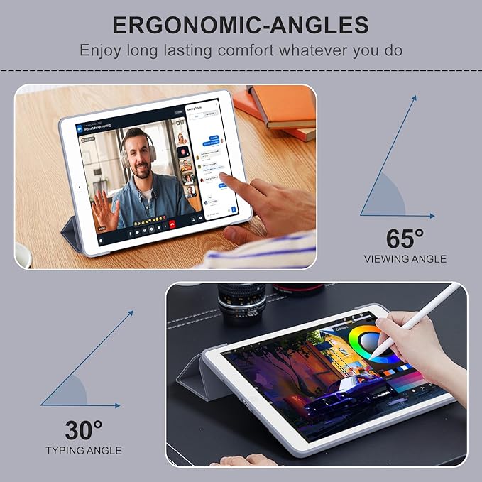 Smart Case for iPad 10.2 Inch 2021/2020/2019, for iPad 9th/8th/7th Generation Without Pencil Holder, Shockproof Cover with Soft TPU Back, Thin& Lightweight, Auto Sleep/Wake, Purple
