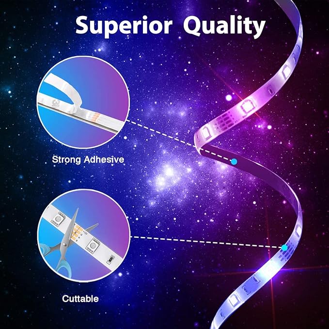 phopollo 65.6FT Led Lights for Bedroom, 5050 Color Changing Led Strip Lights with 44-Key Remote and 12v Power Supply, Led Lights Strip for Home Decoration.