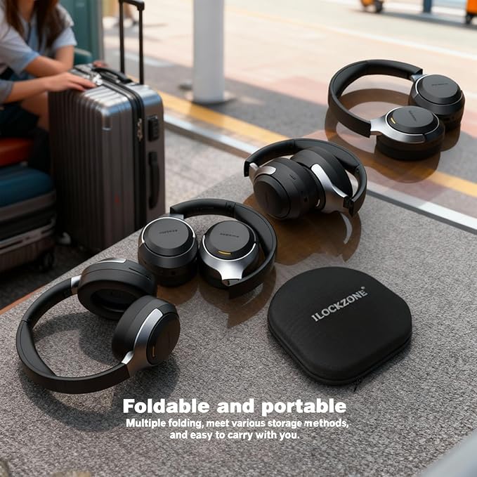LC30Pro Hybrid Active Noise Cancelling Headphones, 100H Playtime Wireless Over Ear Bluetooth 5.4 Headset, Deep Bass, Multipoint Connection, Foldable Headphones for Travel, Home, Office