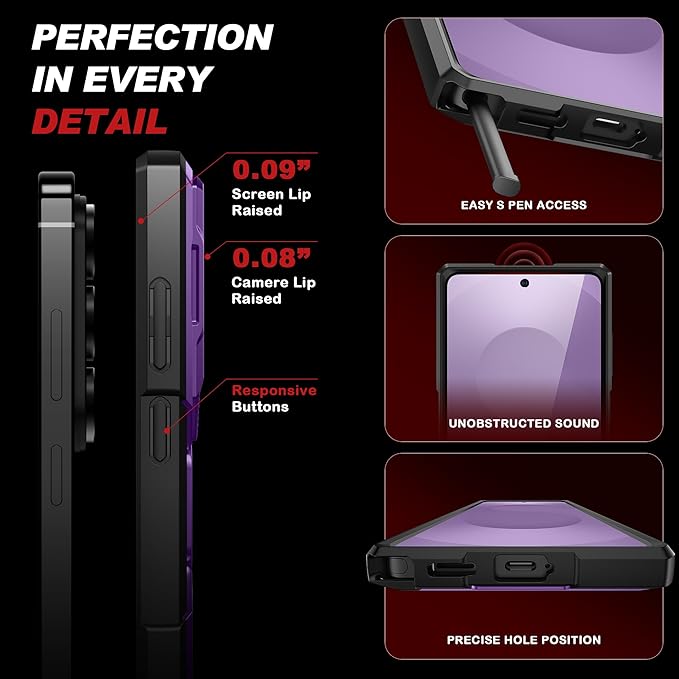 TONGATE for Samsung Galaxy S26 Ultra Case with Magnetic Stand, Compatible with MagSafe [Built-in Camera Cover & Ring Holder][Military-Grade Protection] Anti-Slip Rugged Phone Case for S26 Ultra,Purple