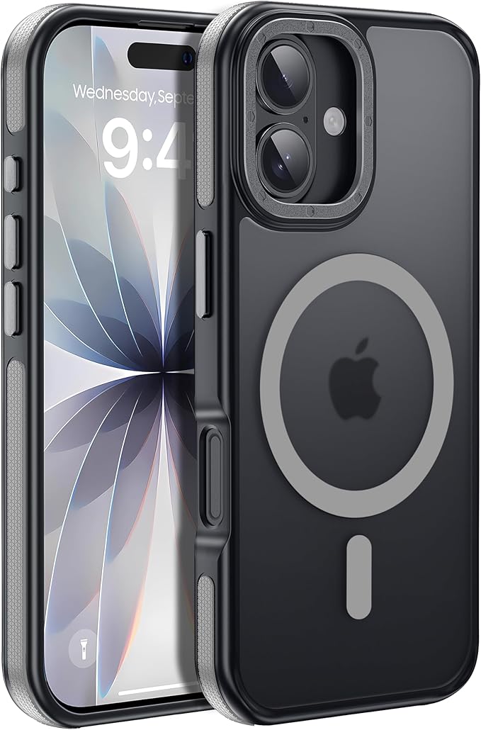 Strong Magnetic for iPhone 17 case [10Ft Military-Grade Protection] Compatible with fit MagSafe Shockproof Slim Thin Cover case for iPhone 17 6.3 inch, Gray Bumper