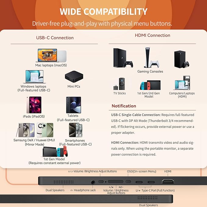Intehill 2.5K Portable Monitor Touchscreen, 14" Portable Touch Screen for Laptop 2560x1600, 16:10 Travel Monitor with Tempered Glass, 100% sRGB USB & HDMI Portable Display with Stand & Speaker, Q14ZT