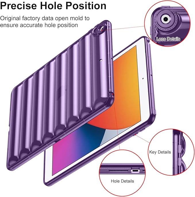 Case for iPad 9th/8th/7th Generation 10.2 inch 2021/2020/2019, Clear Shockproof Soft TPU Back Cover & Silicone Bumper Anti-Yellowing Lightweight Protective Shell for iPad 10.2 inch, Purple