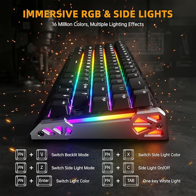 ATTACK SHARK R68HE 60% Wired Rapid Trigger 8K Mechanical RGB Gaming Keyboard with 0.005mm RT Accuracy,0.08ms Latency,256K Scan,Hall Effect Magnetic Switch,Carbon Fiber+CNC Aluminum Alloy for PC(Black)
