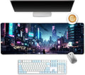 LIMKRIAN Cyberpunk Mouse Pad, Japanese Anime Cat Desk Mat, Neon Tokyo Extended Gaming Mouse Pads for Desktop Computer Laptop Office Work Game Home, 31.5x11.8 in