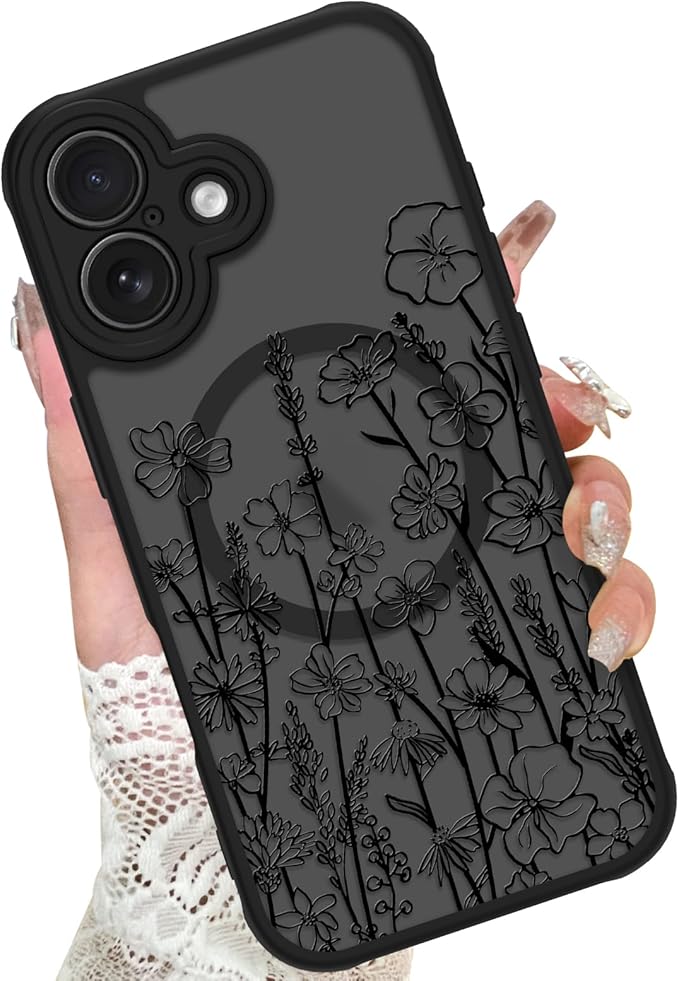 KANGHAR Case Compatible with iPhone 17 Florals Pattern [Compatible with Magsafe] Cute Blooming Flowers Protective Magnetic Case for Girls Women Men