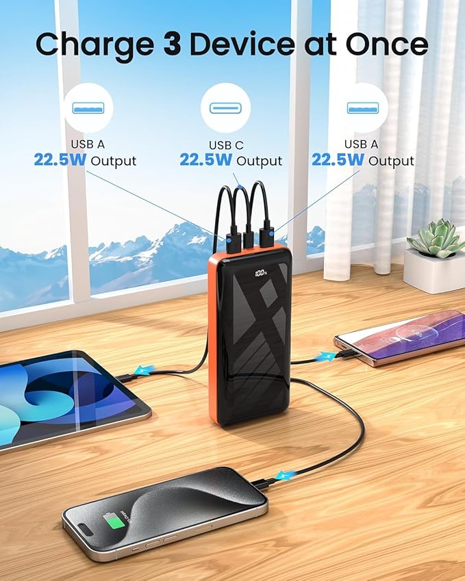 LOOPEAK Power Bank 50000mAh 22.5W Fast Charging Portable Charger, USB C Quick Charge with 3 Outputs&2 Inputs, LED Display, High Capacity External Cell Phone Battery Pack for iPhone, iPad, Android