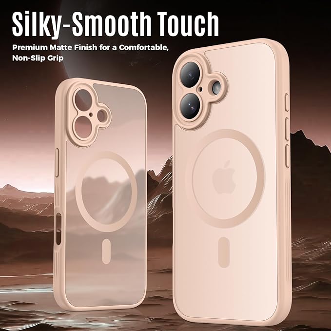 Symcele Designed for iPhone 17 Case, Compatible with MagSafe, [Camera Protection] [15FT Military Droptection] Shockproof Translucent Matte Anti-Slip Phone Case, 6.3", Light Brown
