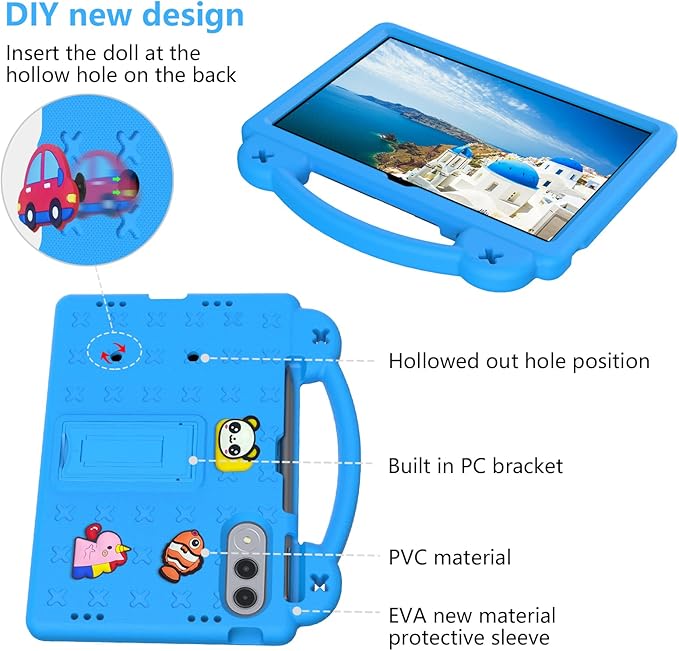 AKABEILA Compatible with Lenovo xiaoxin pad pro GT 11.1 inch TB-710FU (2025) Tablet Case, Lightweight Shockproof Protective Case with Shoulder Strap & Stand Handle for Girl Kid Gift Sky Blue