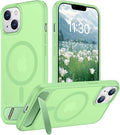 Magnetic Compatible with iPhone 14 Case/iPhone 13 Case,[Built-in Invisible Kickstand][Compatible with MagSafe][Military Grade Shockproof] Slim Translucent Matte Phone Case for iPhone 14/13 6.1"