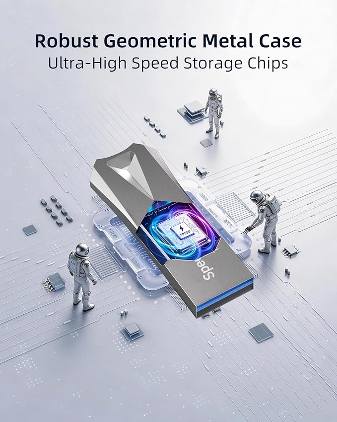 64 GB USB 3.0 Flash Drive, Speederlash High Speed Thumb Drive,190MB/s Read Speed,Durable Metal Casing,Storage Expansion for Photos,Videos,Car Audio,Portable Memory Stick,Silver (64GB)